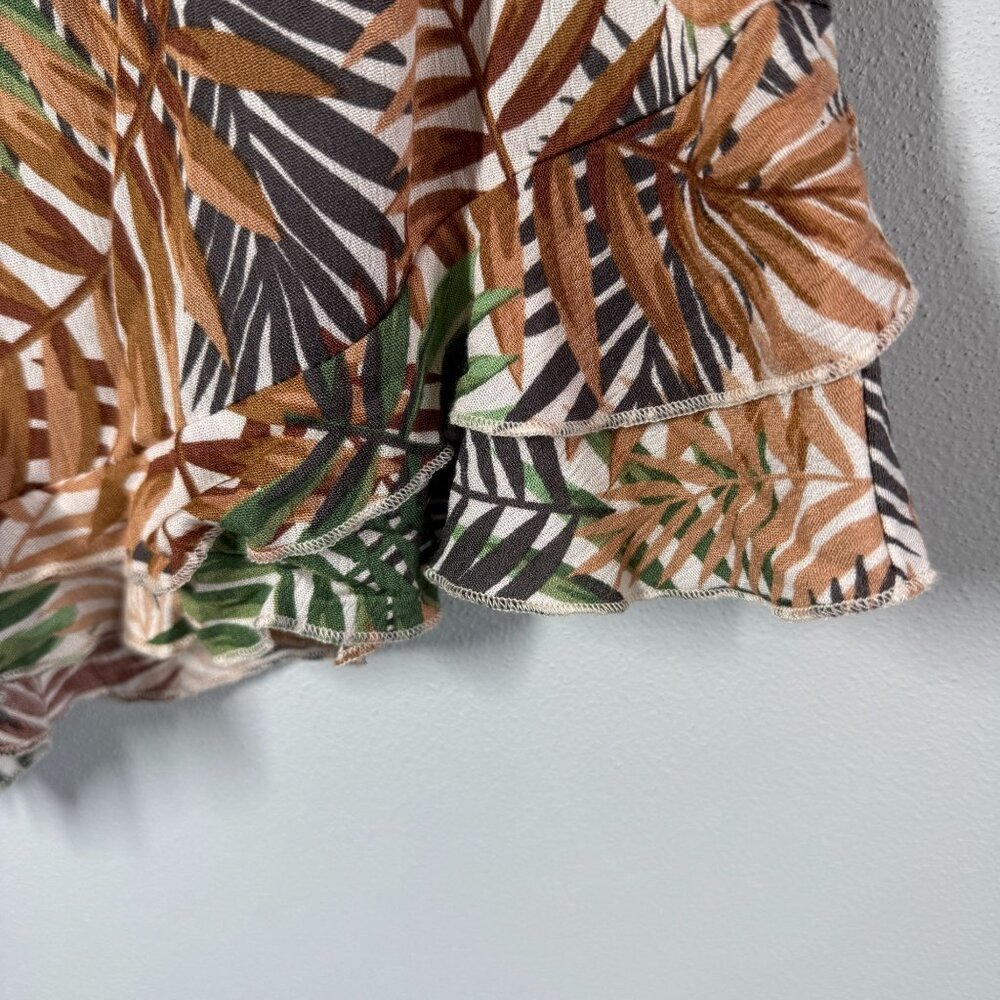 NWT Blue Rain Womens Tropical Leaf Print Shorts Large Ruffled Hem Beach Resort - Picture 6 of 12